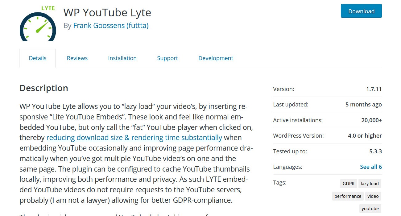 WP YouTube Lyte